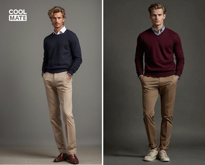 Áo giữ nhiệt với quần kaki