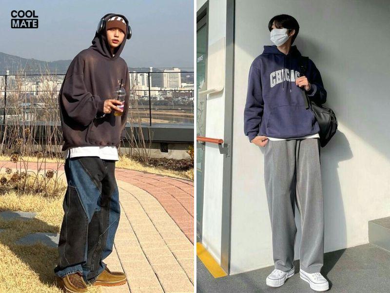 Phối áo hoodie đen với quần jeans