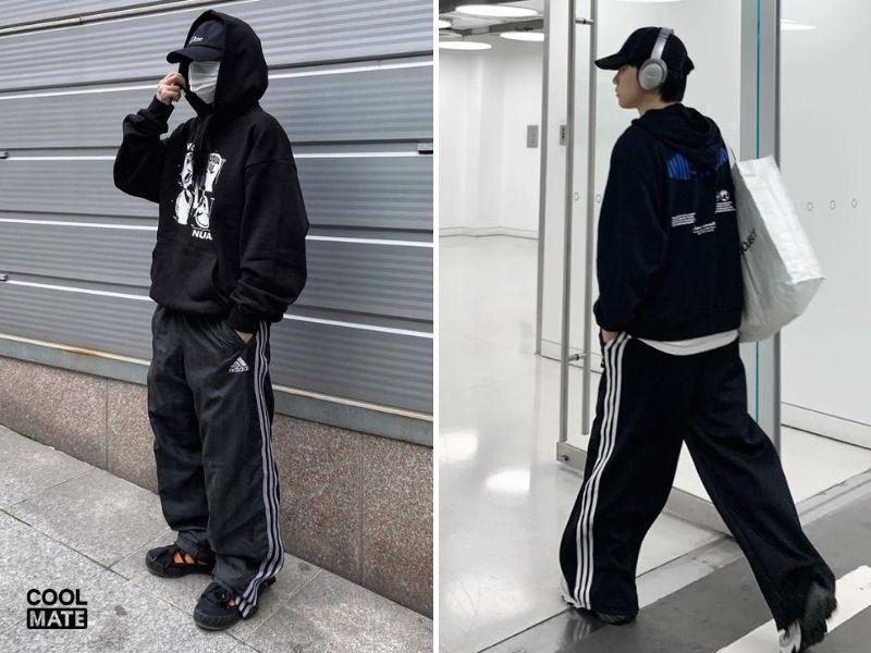 Phối áo hoodie với quần thể thao