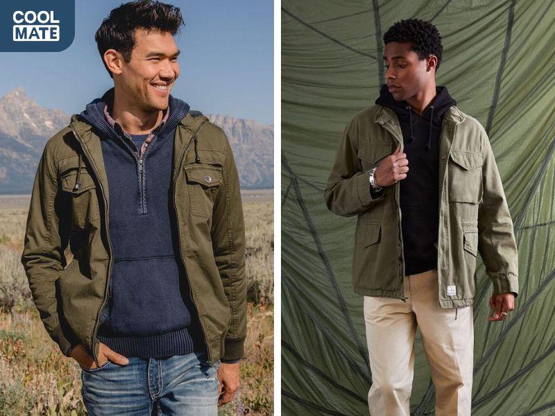 Phối áo field jacket với hoodie thanh lịch