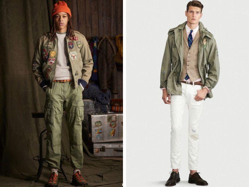 áo khoác lính mỹ với quần jeans hoặc quần kaki