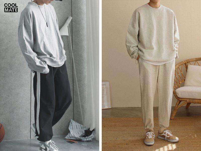 Phối áo hoodie không mũ phong cách thể thao