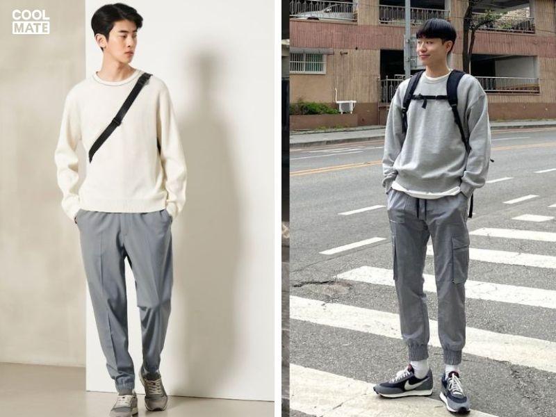 Phối hoodie không mũ phong cách Streetwear