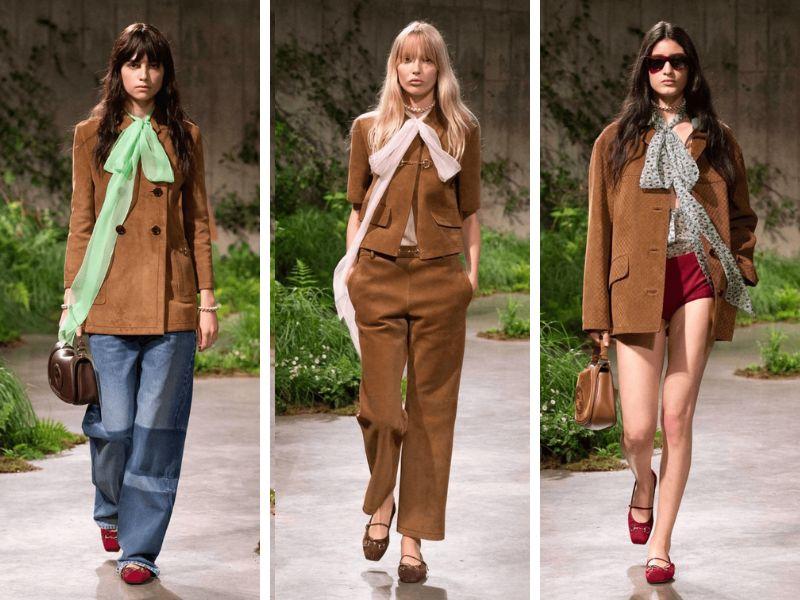 Áo khoác màu da bò được sử dụng trong nhiều sự kết hợp