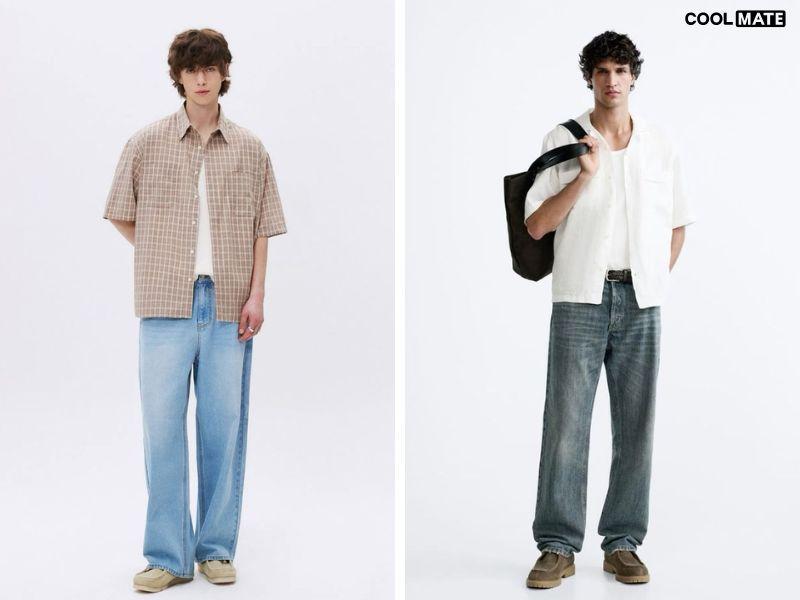 quần baggy nam jeans bassic