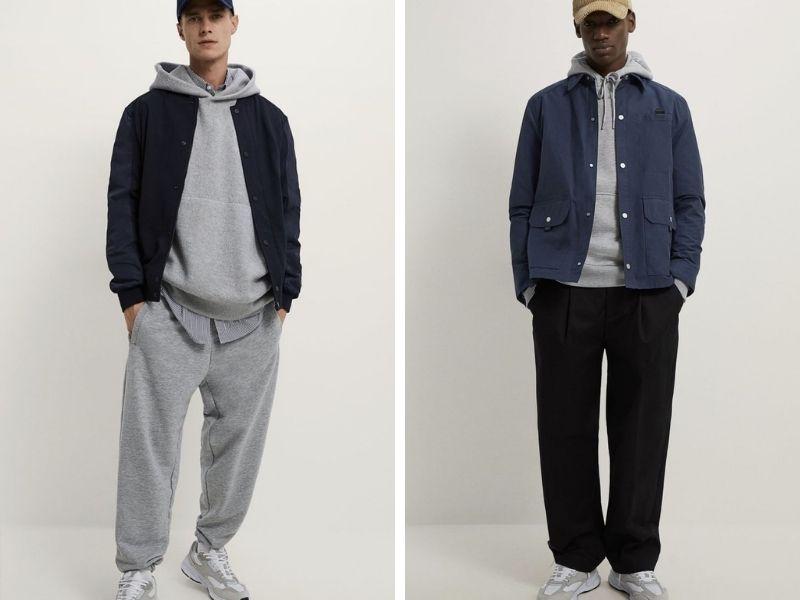 Phối áo khoác dù với áo hoodie