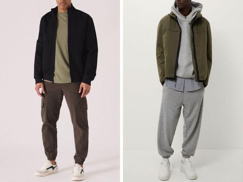 Phối áo khoác dù nam với quần jogger