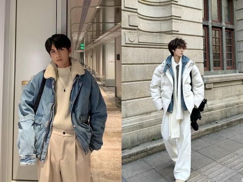 Phối áo khoác jeans nam layer nhiều lớp