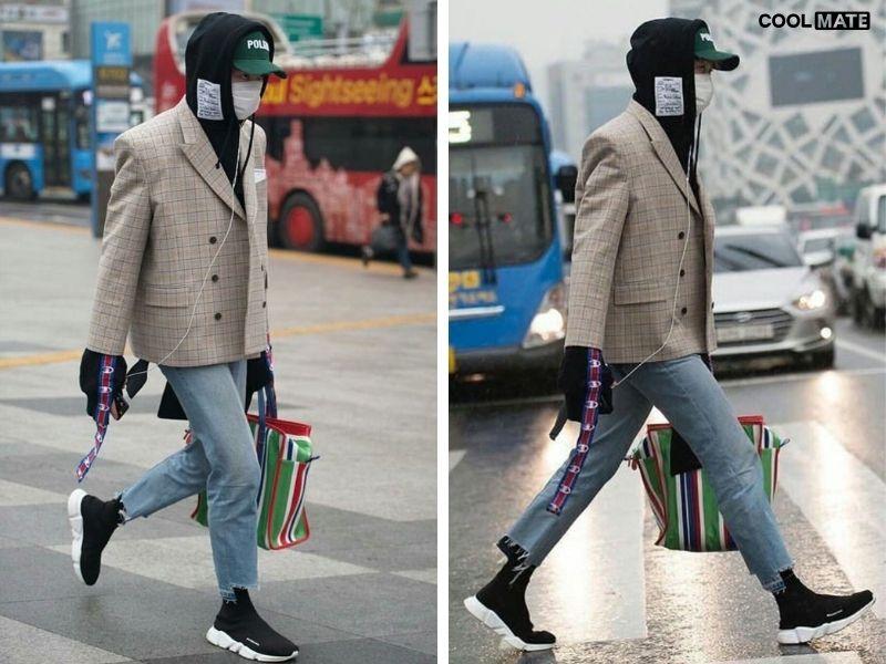 Blazer và quần jean thể thao sang trọng
