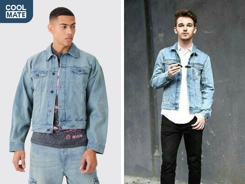 Áo thun dáng dài phối cùng áo khoác jeans tạo nên phong cách streetwear
