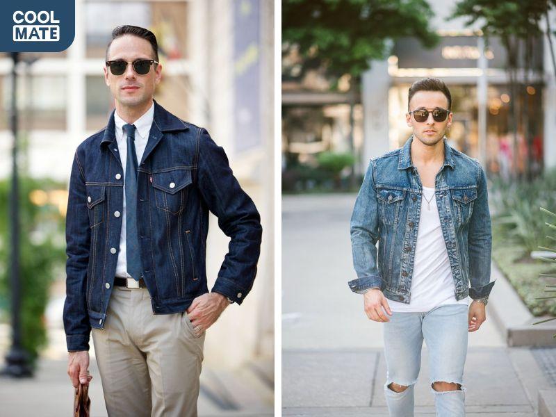 Chiếc kính râm cùng áo khoác jeans