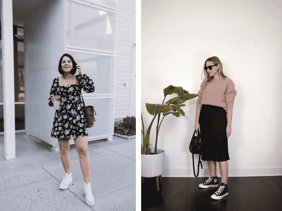 Một chút nữ tính cùng với giày Converse cổ cao