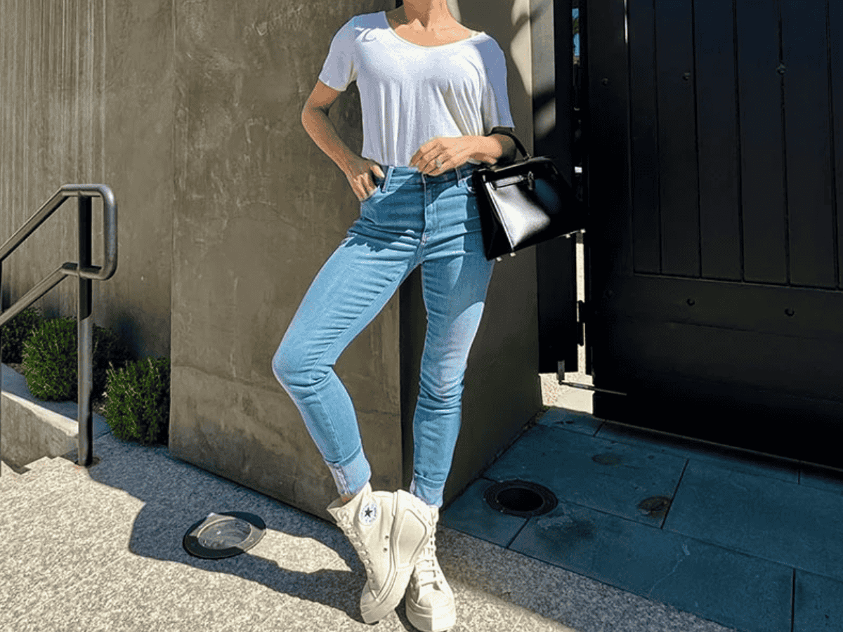 Phối converse với quần skinny jeans