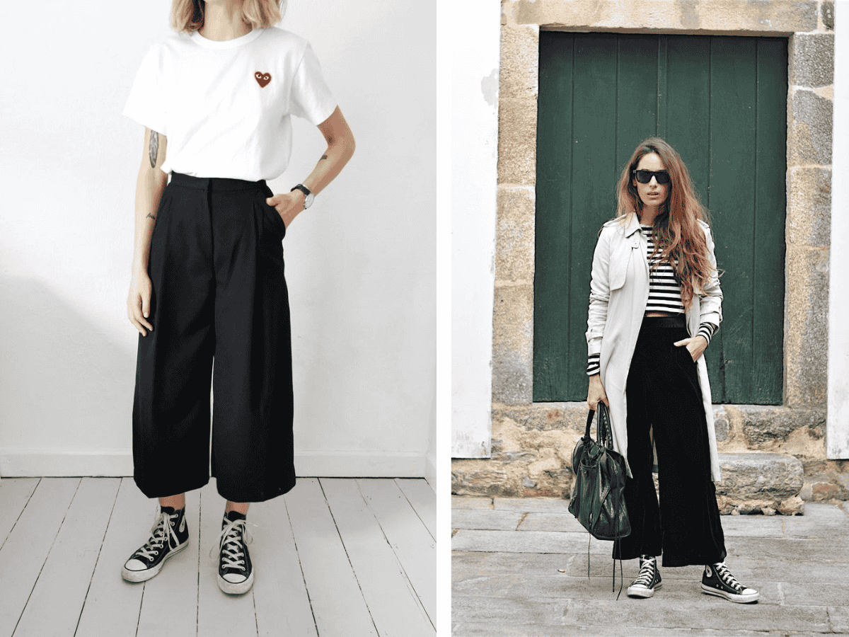 Giày Converse và quần culottes
