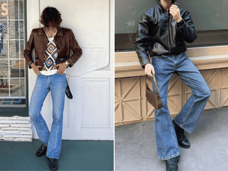 Phối quần ống loe nam với áo bomber