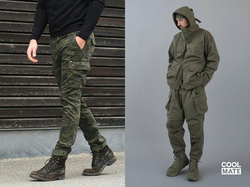 Phối giày work boots theo phong cách Military 