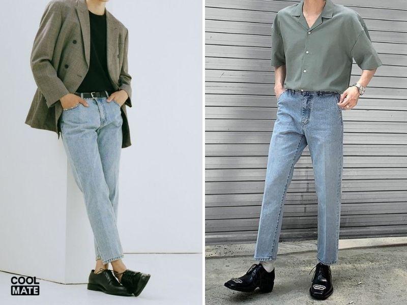 Phối tất với quần jeans phong cách công sở