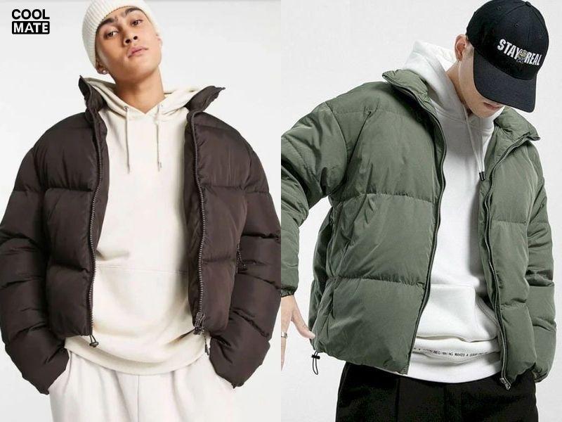 Áo hoodie phối quần baggy kết hợp với áo phao