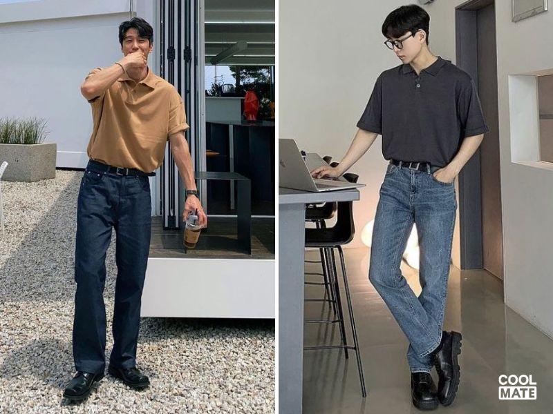 Phối quần jeans nam Hàn Quốc với áo polo