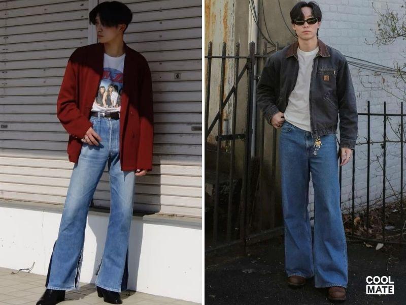 Quần jeans nam Hàn Quốc ống loe