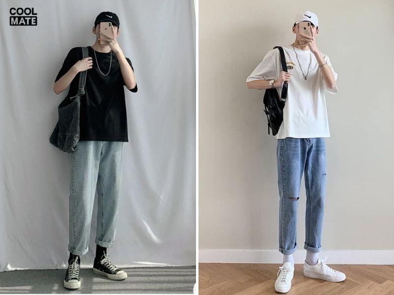 Quần jeans nam Hàn Quốc baggy