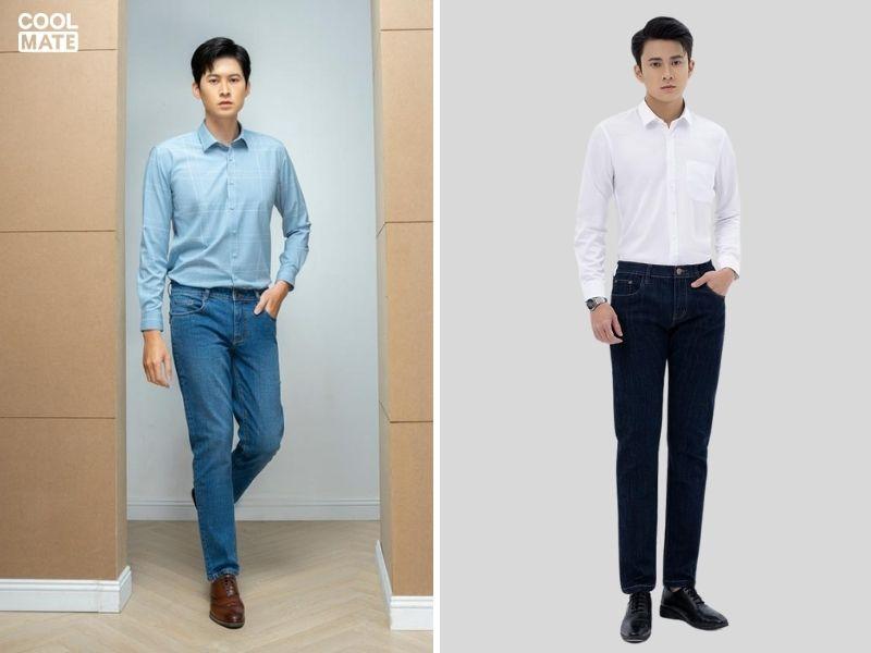 Phối quần jeans nam Hàn Quốc với áo sơ mi formal