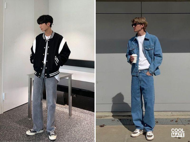 Phối quần jeans nam Hàn Quốc với áo khoác
