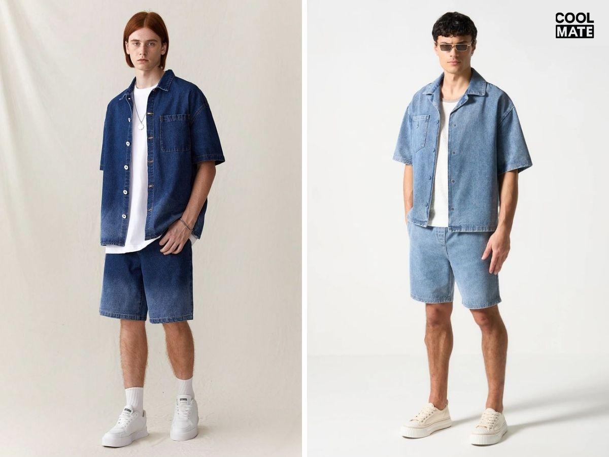 Cá tính với quần jean rách nam và áo denim