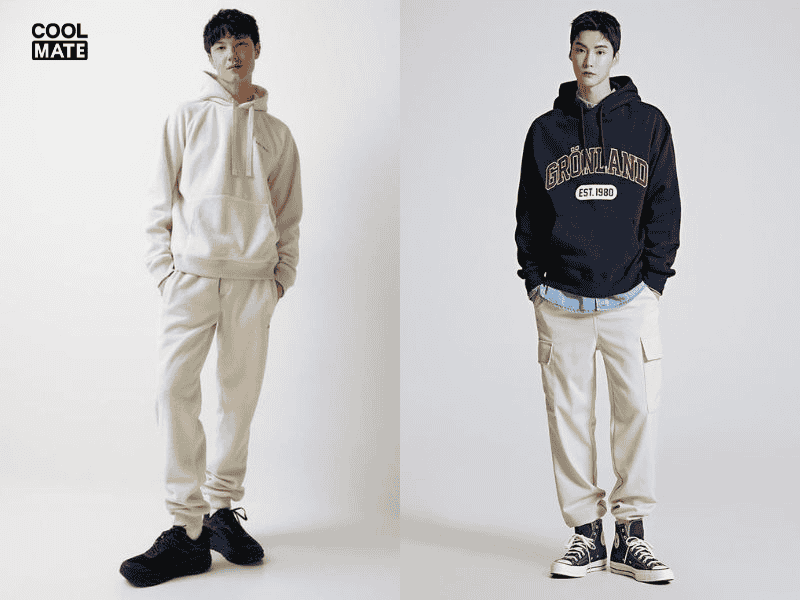 Áo hoodie kết hợp quần sweatpants 