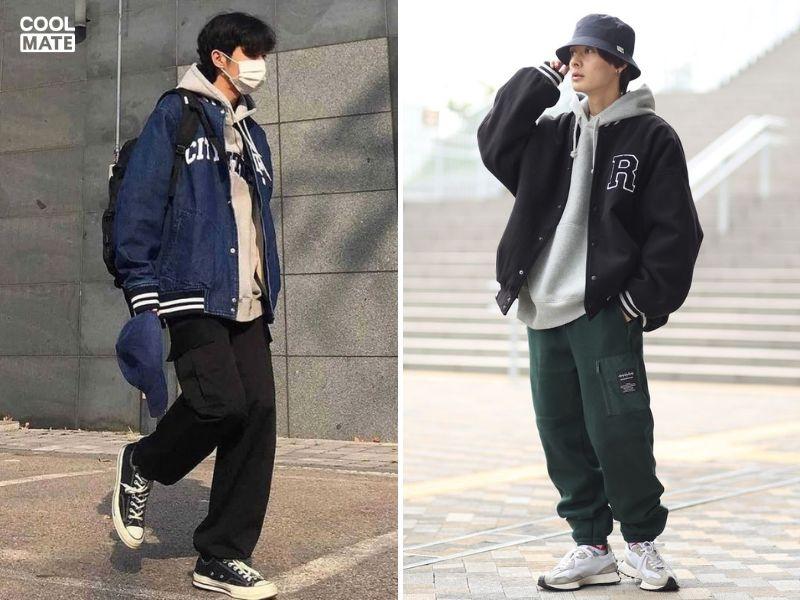 Phối hoodie với áo bomber streetwear