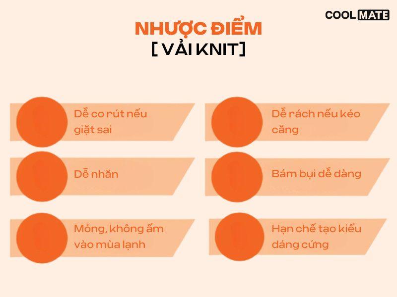 Nhược điểm vải knit 