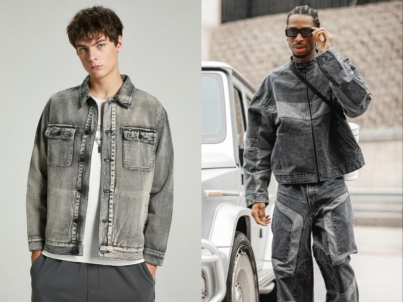 Phối đồ với áo khoác jeans màu xám