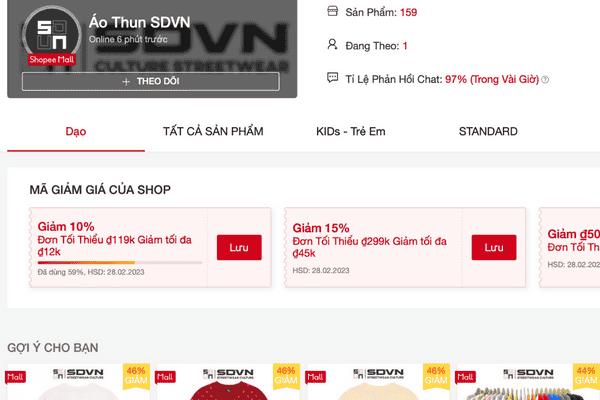SDVN là shop quần áo Local Brand trên Shopee chuyên áo thun