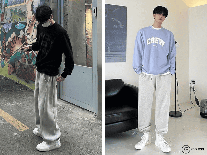 Chiếc sweater ngọt ngào cho các chàng trai cute mix cùng jogger sáng màu(Nguồn Internet)