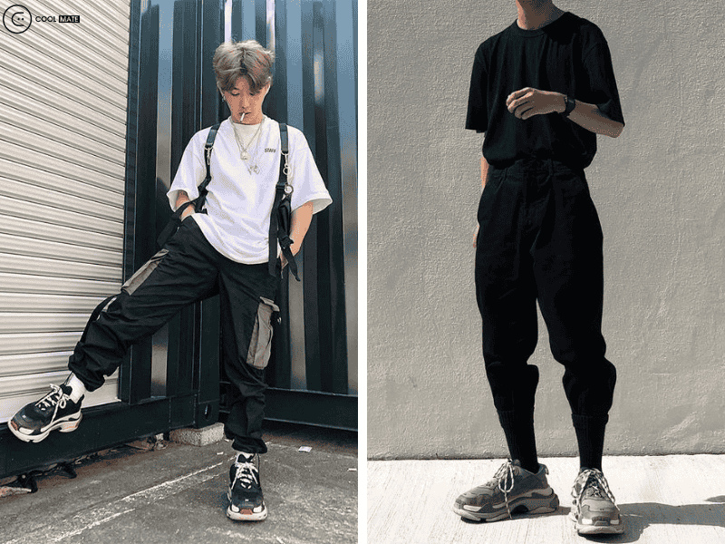 Mẫu quần jogger nam phối với áo phông basic cực trẻ trung(Nguồn Internet)