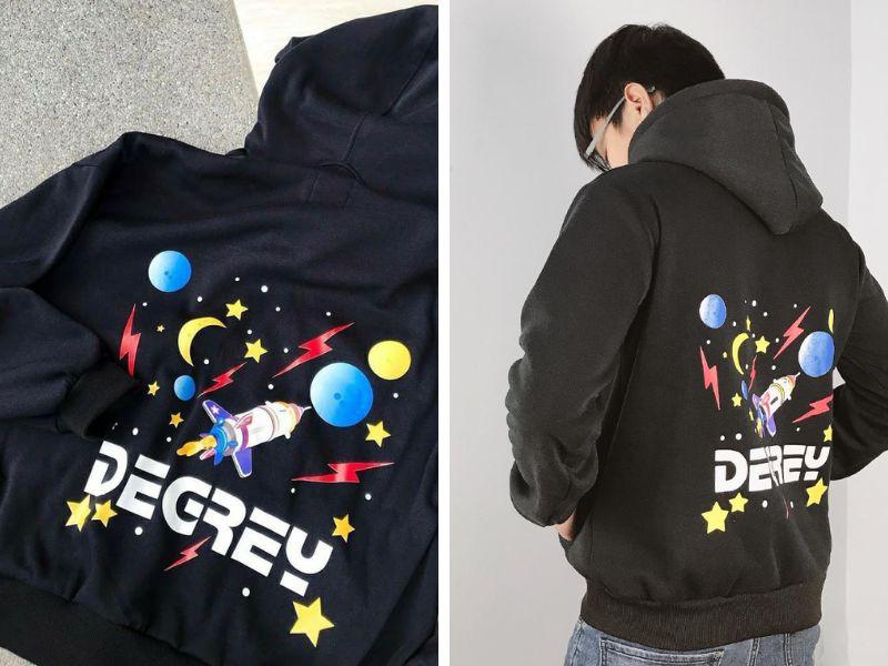 Áo hoodies Degrey rất dễ mix với nhiều loại trang phục nhờ màu sắc nổi bật, thiết kế đơn giản