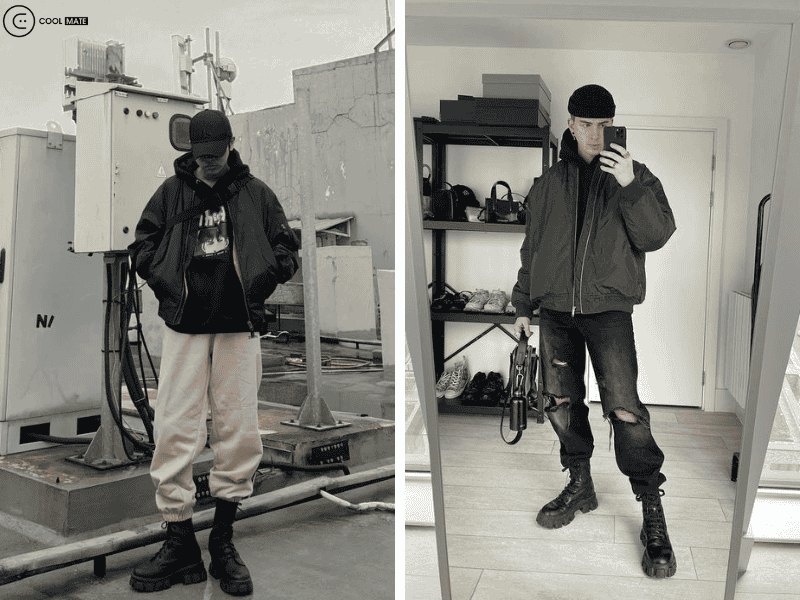 Mẫu áo khoác bomber phối cùng jogger nam(Nguồn Internet)