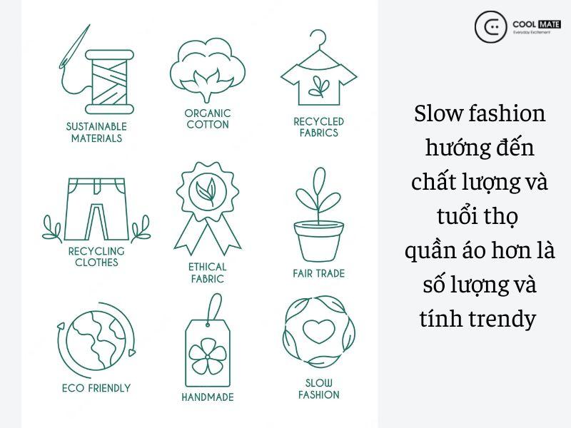 Hình ảnh minh họa về slow fashion: các sản phẩm thời trang bền vững, chất lượng cao