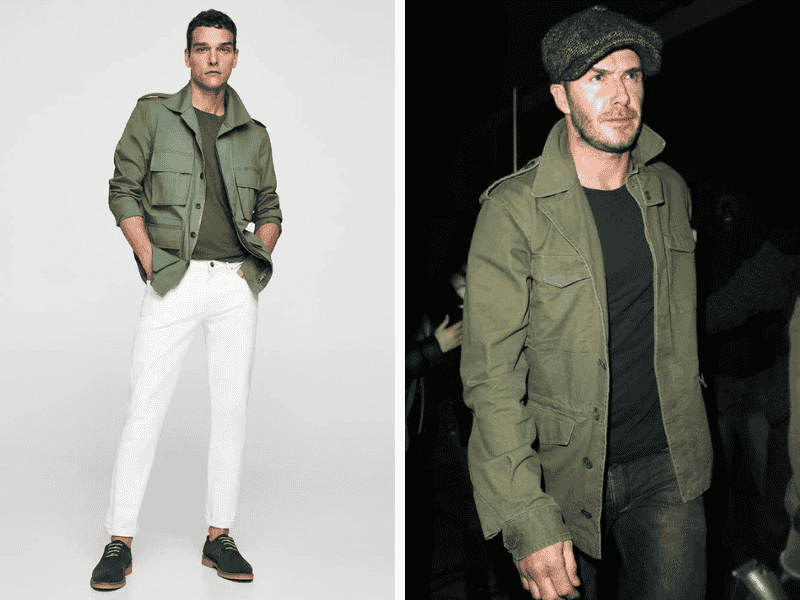 Phối đồ với áo khoác lính mỹ + áo thun + quần jeans