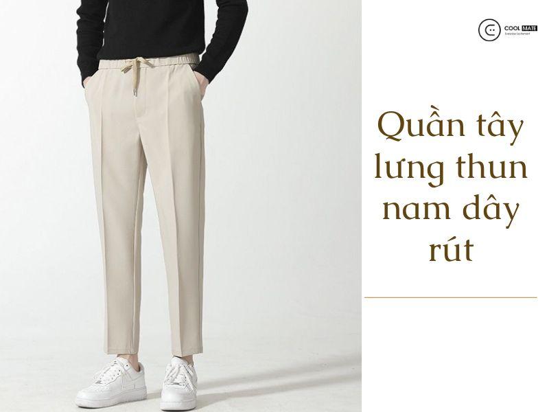 Phần lưng thun rút dây có thể tùy chỉnh kích thước lưng quần sao cho vừa vặn với vóc dáng của người mặc nhất