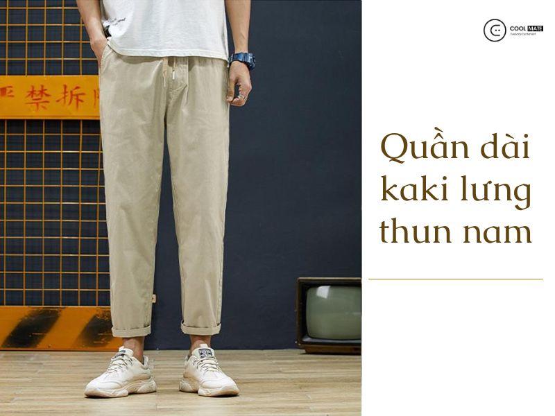 Quần dài kaki lưng thun nam vì độ cứng cao, ít bị nhăn nên khi lên dáng sẽ rất dễ tạo form chuẩn