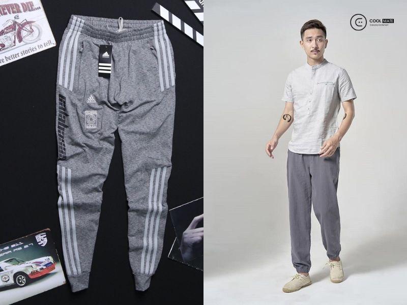 Quần thể thao dáng dài lưng thun có chất liệu thun sẽ mang đến cảm giác mát mẻ và mềm mại hơn so với vải dù