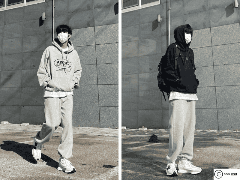 Chiếc áo hoodie nam oversize phối cùng jogger xám nhẹ nhàng(Nguồn Internet)
