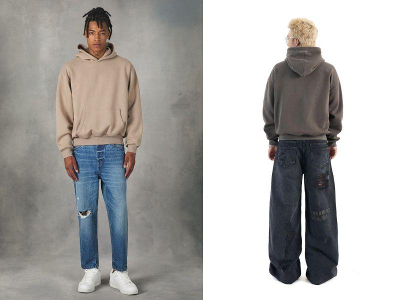 Hoodie form boxy phối quần jeans