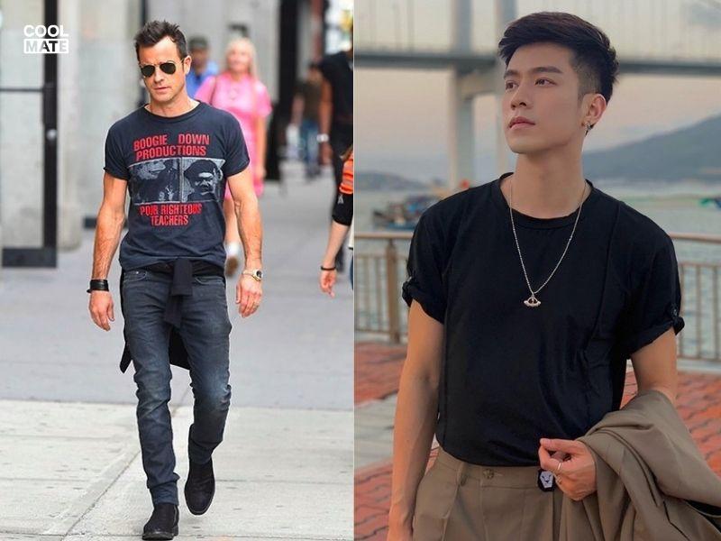 Cách xắn tay áo thun giúp các chàng trai khoe được bắp tay săn chắc