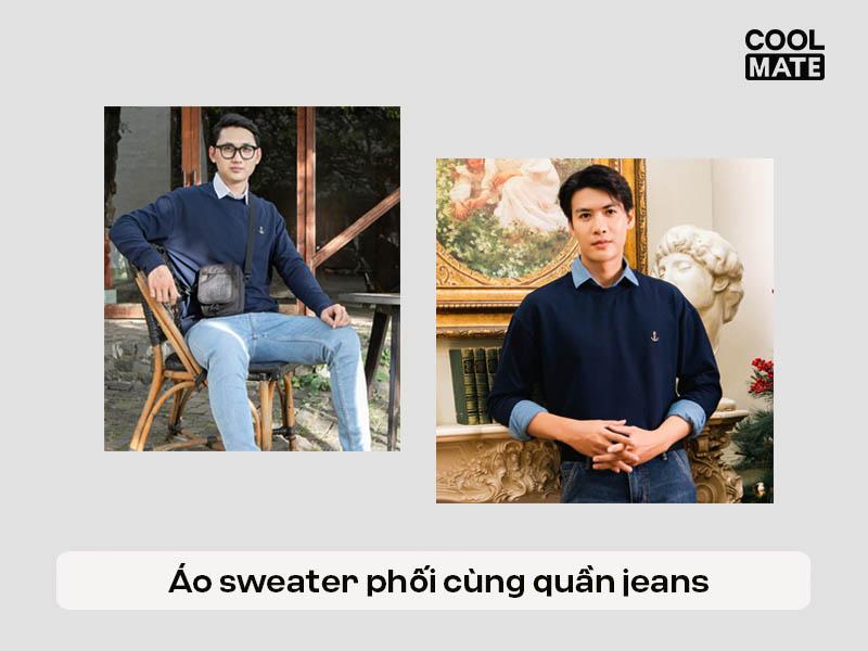 Áo sweater + quần jeans