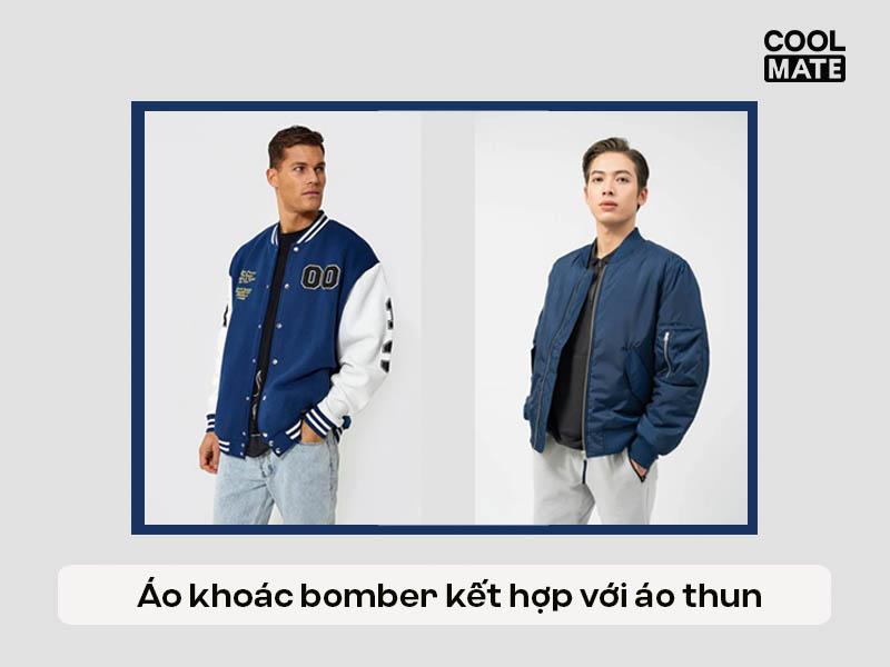 Áo khoác bomber + áo thun