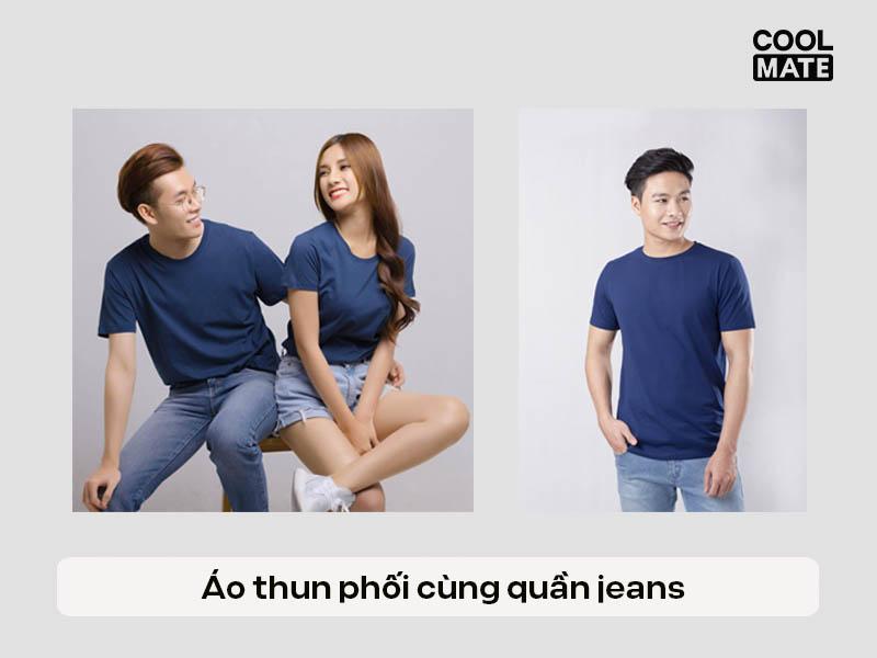 Áo thun + quần jeans