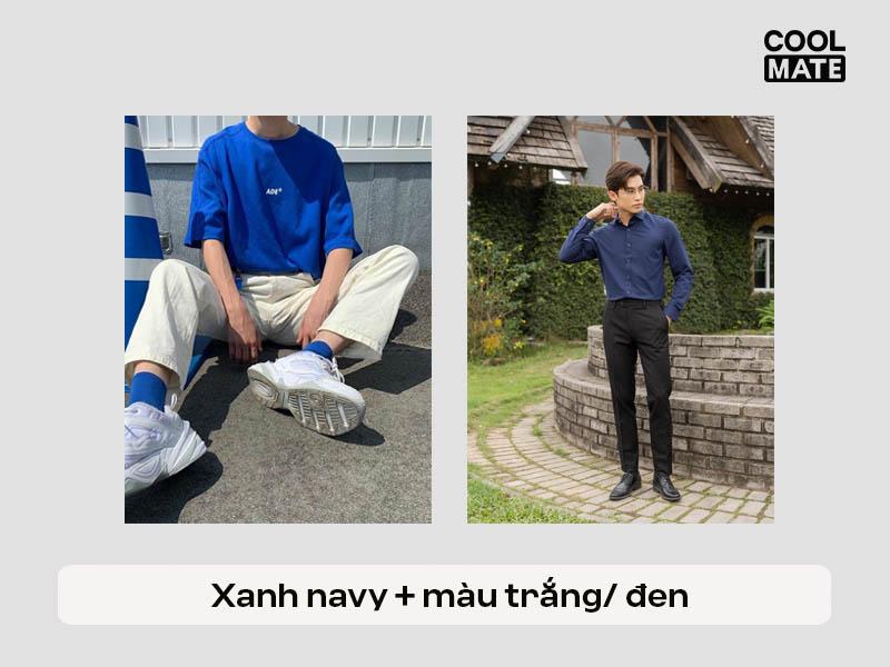 Xanh navy kết hợp với trắng/đen