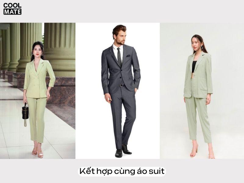 Phối quần ống côn với suit